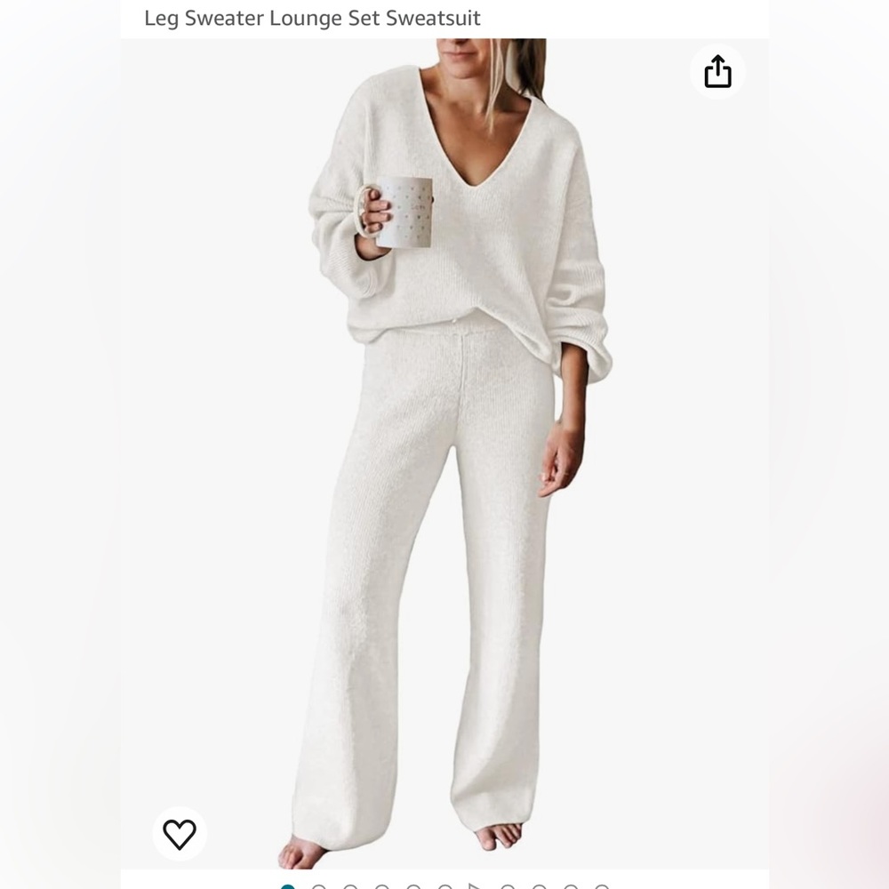 Sweater White 2 piece set size large Bride Bachelorette